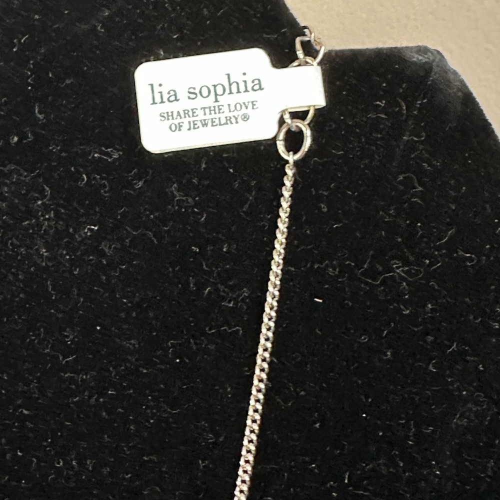 Lia Sophia Gunmetal Squares Geometric Necklace, 16”-19” - Picture 4 of 5